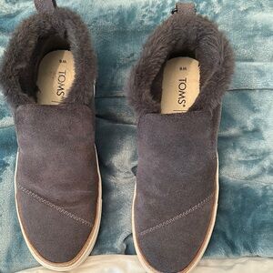 TOMS | Gray Suede Fur-Lined Slip-On Shoes